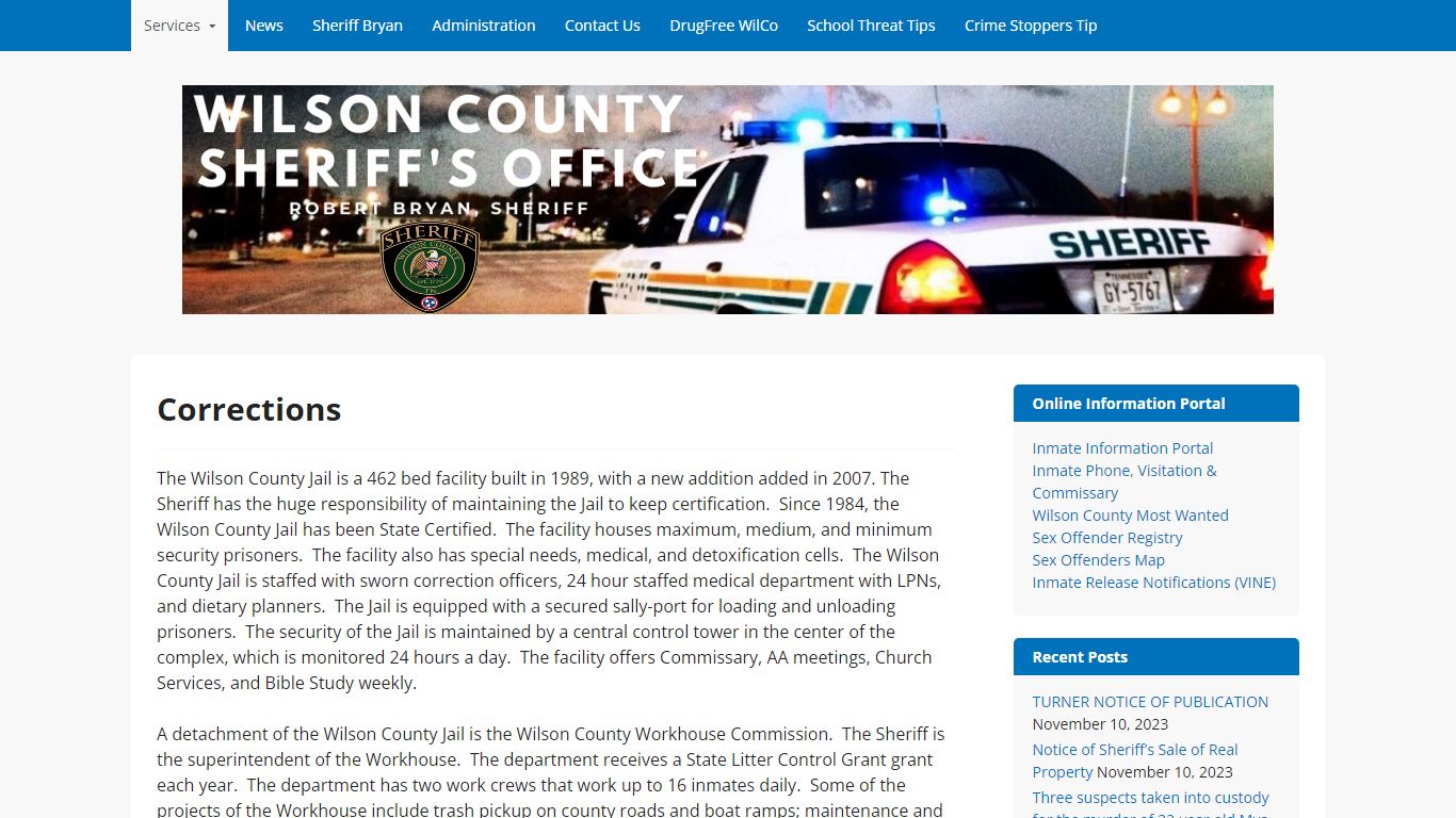 Corrections – Wilson County Sheriff's Office
